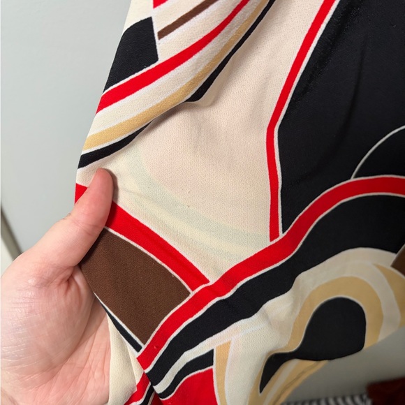 Finesse abstract multicolor faux wrap sleeveless body con mini dress vtg USA L - Picture 2 of 4